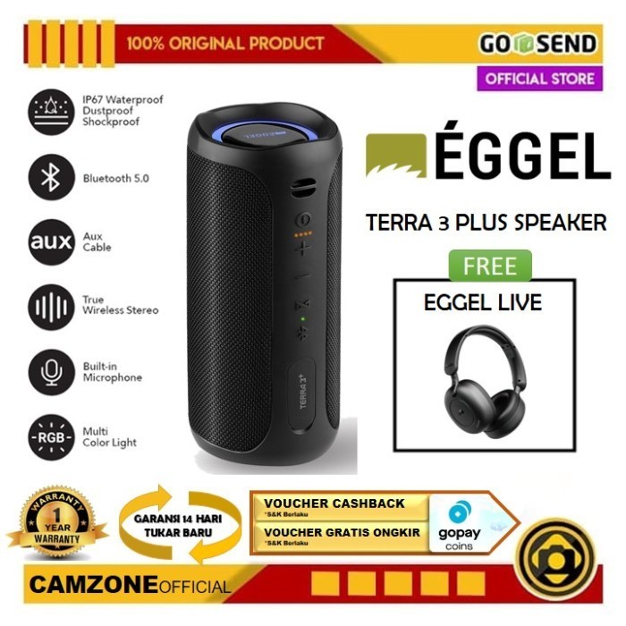 Eggel Terra 3 Plus + Waterproof Bluetooth Speaker - TERRA 3 PLUS