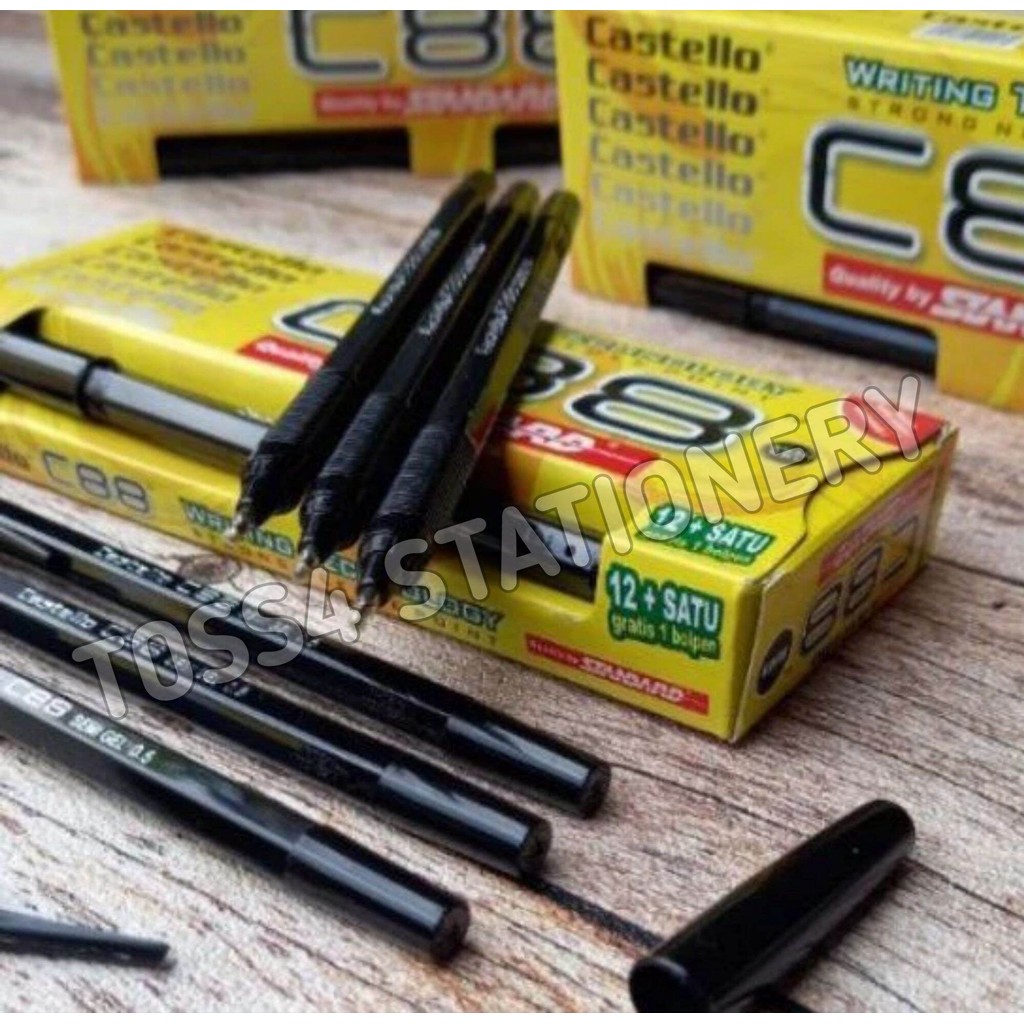 

pulpen 1 Box 12 Pcs +free 1pcs Pen Setandart C88 Halus Tinta hitam untuk perlengkapan sekolah anak