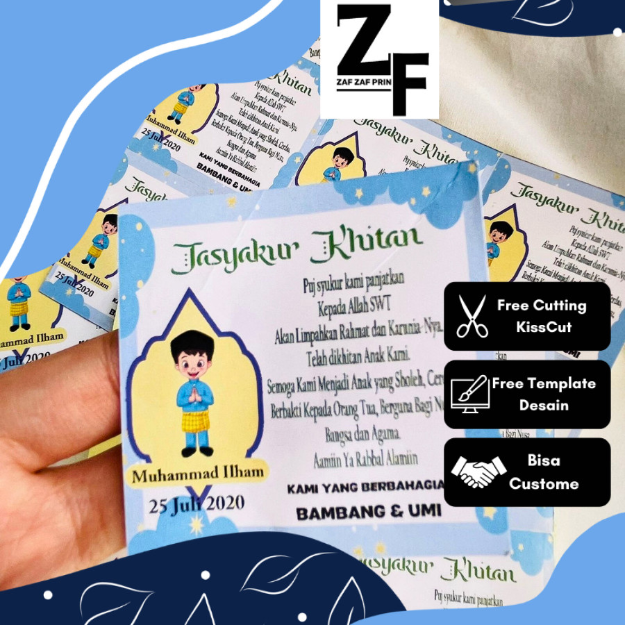 

ZAF 2-6 Stiker Khitan / Tasyakuran Walimatul Khitan Bulat Custom Unik bentuk kotak