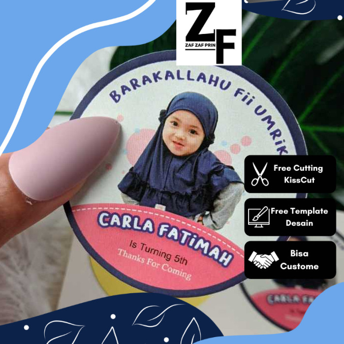 

ZAF 5-8 Sticker Ulang Tahun Anak Bulat Stiker Chromo Ultah Free Desain Template Happy Birthday