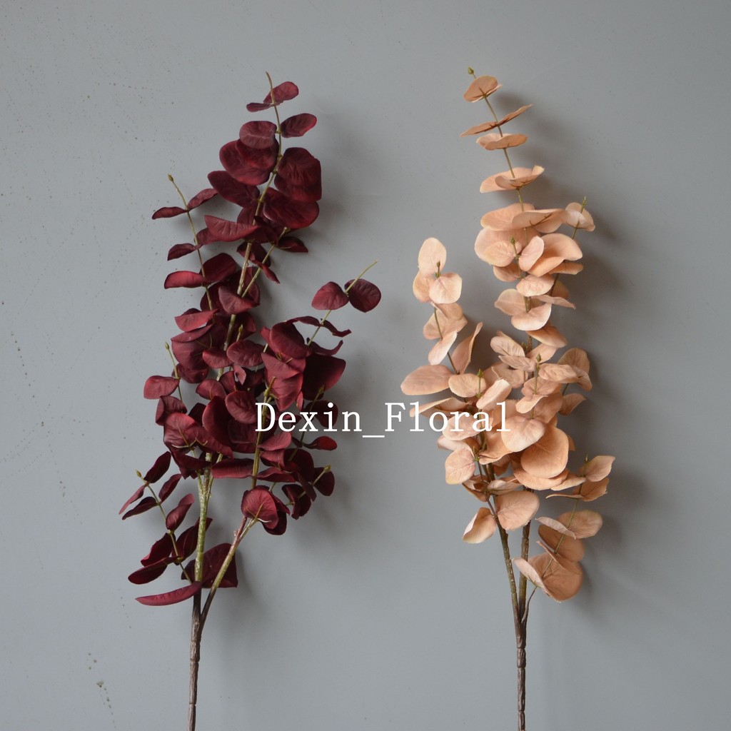 

Beige Eucalyptus, Wine Burgundy Artificial Eucalyptus, Leaves, Vintage Greenery Centerpieces