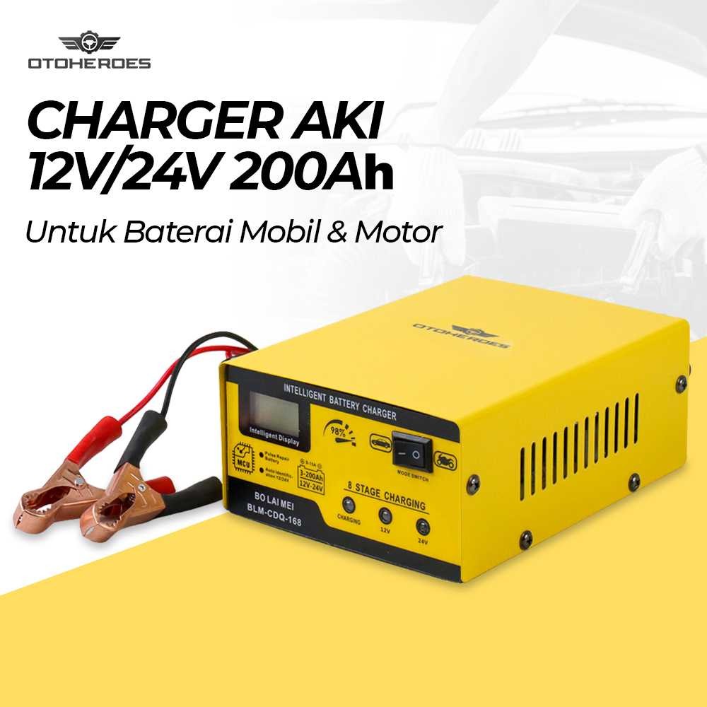 Charger Aki Mobil Motor 250W 12V/24V 200Ah - OTOHEROES BLM-CDQ-168 / Charger Aki Otomatis Smart Inte