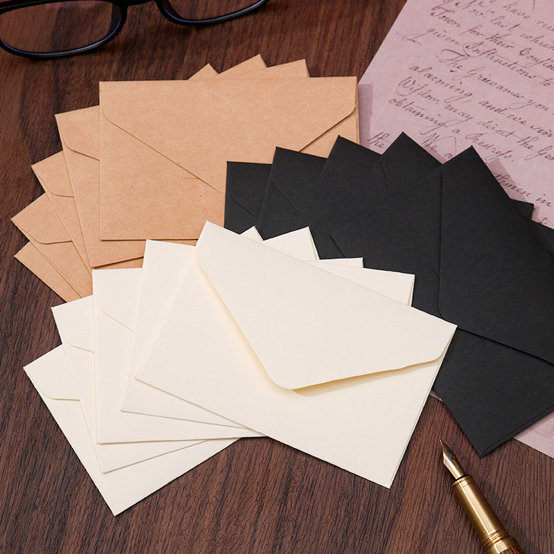 

30Pcs Mini Retro Envelopes Postcards Gift Cards Kraft Small Envelopes Airmail School Office Gifts 70x105mm
