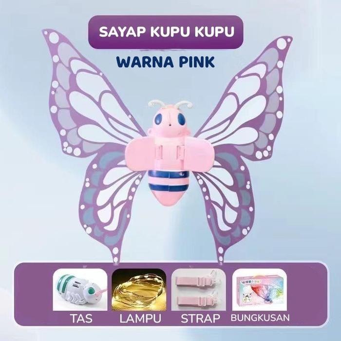 Sayap Peri Kupu Kupu Anak Butterfly Wings Bergerak Sendiri - Pink