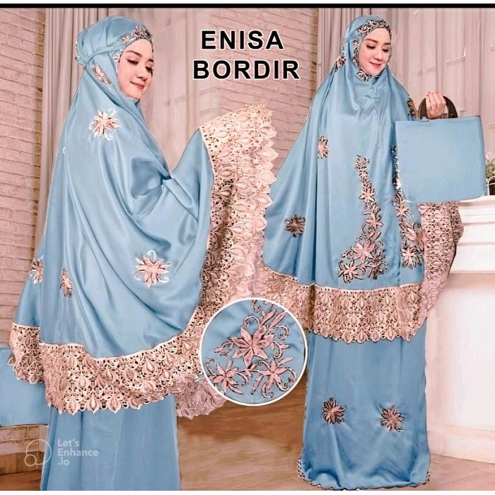 MUKENA DEWASA ENISA LUNA MAYA RENDA BORDIR SITI KHADIJAH PASTELEENA - Putih