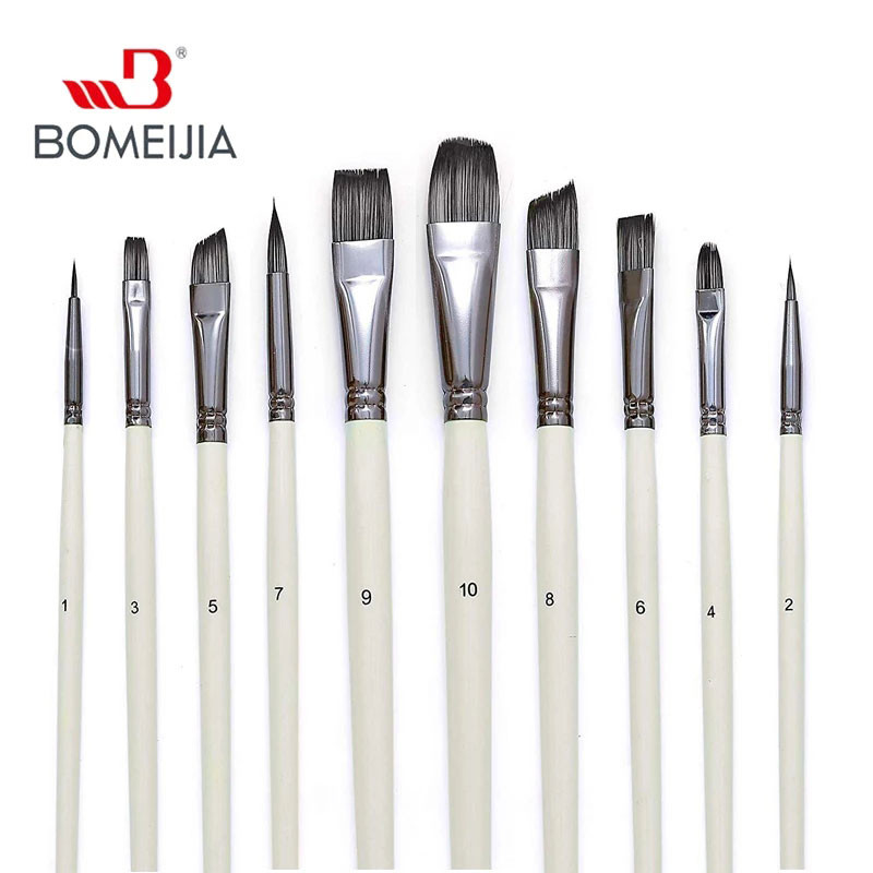 

10pcs Paint Brushes For Acrylic Oil Painting Nylon Hair Artist Detail Paint Brush Set Watercolor Miniature Art Drawing Kit