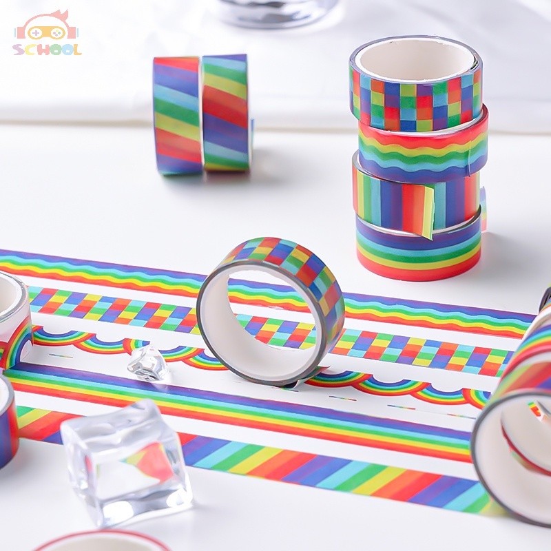 

3roll INS Warna Pelangi Washi Tape Student Journal Deco