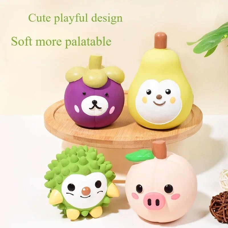 

Creative Fruit Animal Dog Toy Latex Sound Cartoon Peach Pig Durian Hedgehog Pet Toy