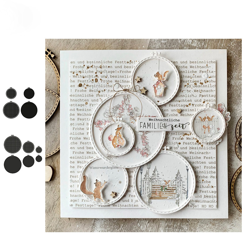 

New Arrival Fine Stitched Embroidery Frame Metal Cutting Dies for 2022 Card Making and Scrapbooking Christmas Circle Stencils