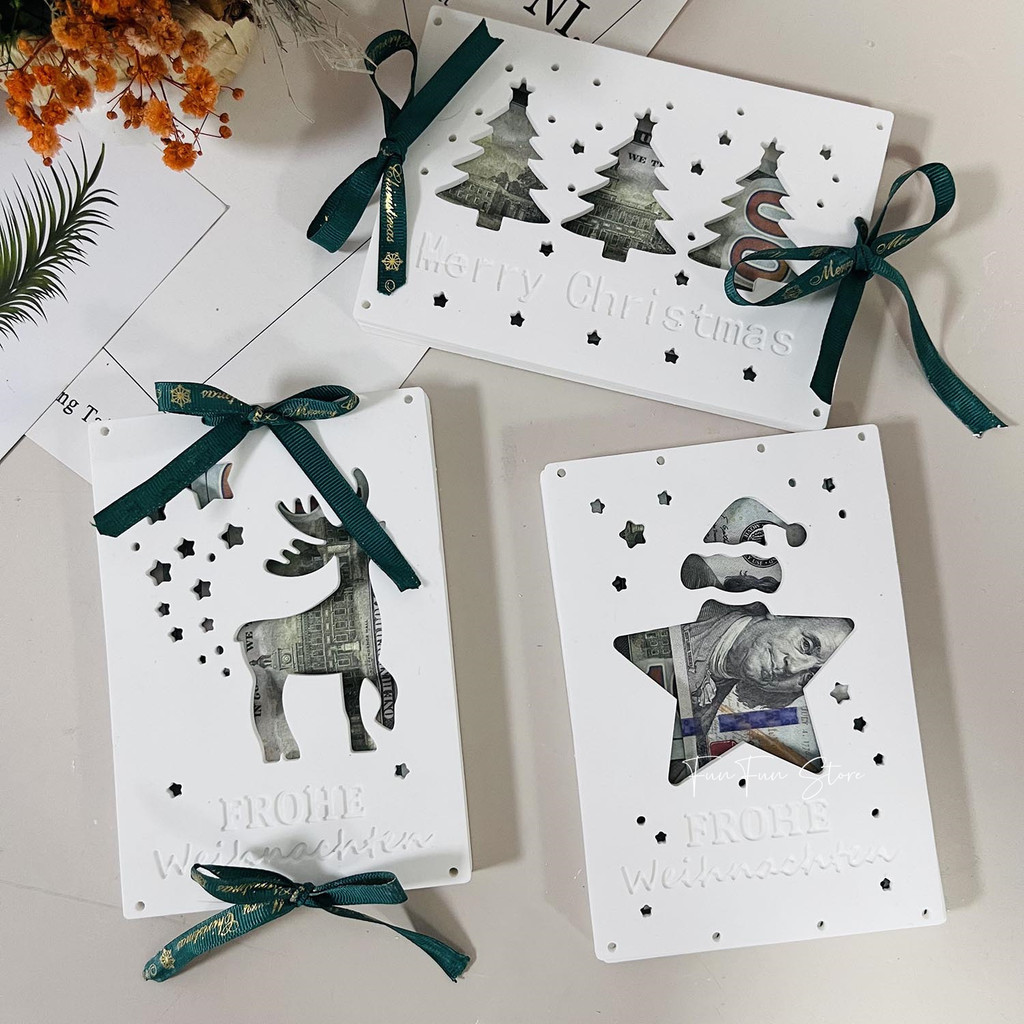 

DIY Christmas Gift Box Silicone Mold Handmade Christmas Tree Elk Stars Cash Wallet Creative Gift Plaster Mold Home Decoration