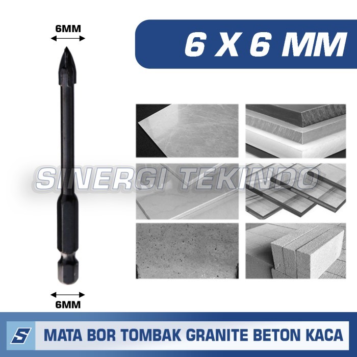 Mata Bor Tombak 6mm As 6mm Black Bor Kaca Keramik Granite Beton Kayu