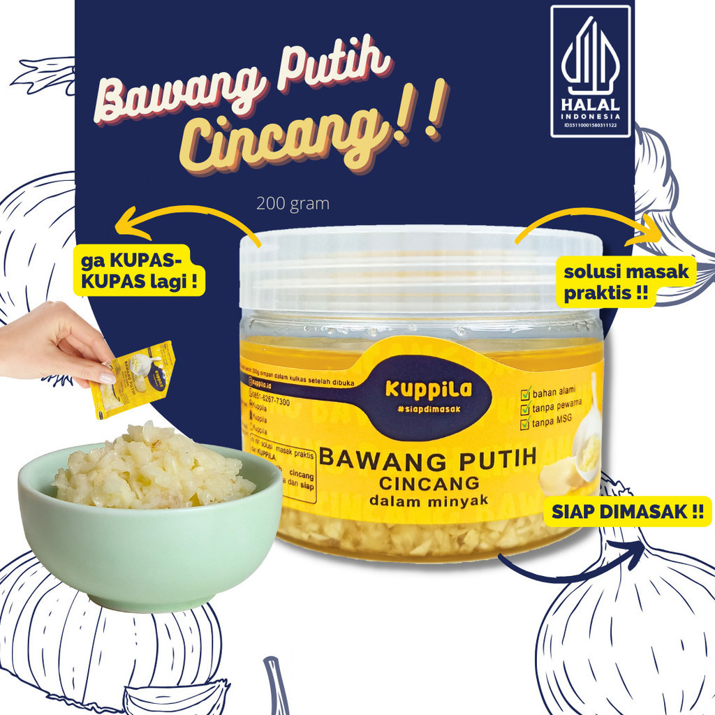 

JOSCELLY.ID KUPPILA Bawang Putih Cincang Dalam Minyak ( Jar ) 200 gr