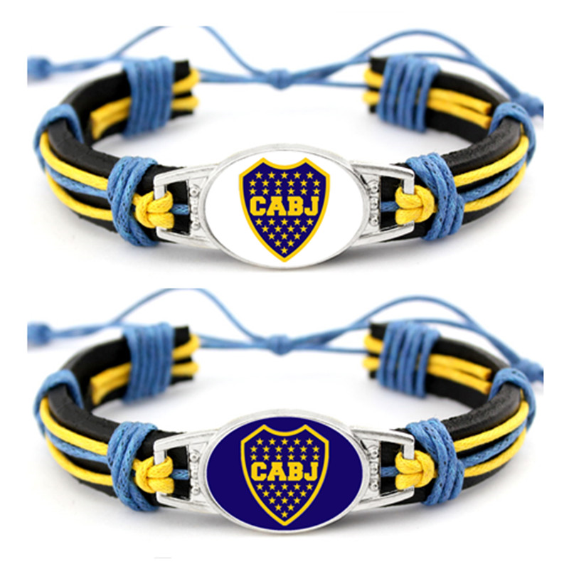 CABJ Backpack Club Atletico Boca Juniors Daypack Football Team Genuine Leather Bracelet Charms Bangl