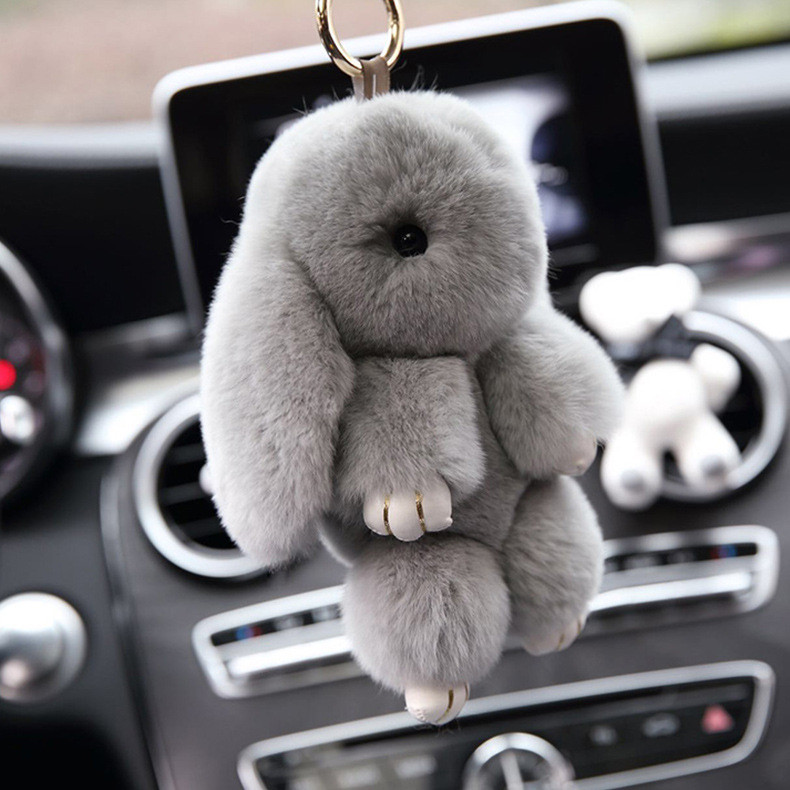

100% Real Genuine Rex rabbit Fur Keychain Pendant Bag Car Charm Tag Cute Mini Rabbit Toy Doll Real Fur Monster Keychains