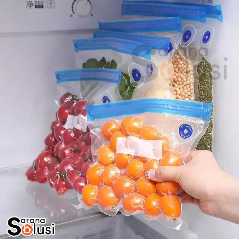 Kantong Plastik Vacuum Makanan Ziplock Reusable BPA Free 10 PCS