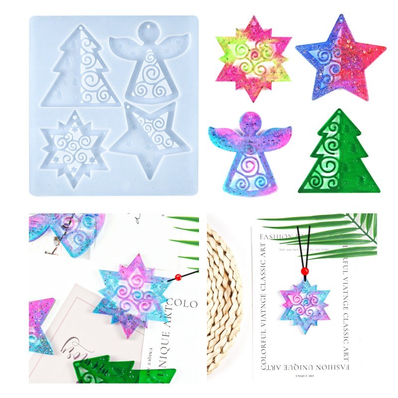 

Angel Pendant Silicone Mold DIY Star Shape Earring Necklace Key Chain Epoxy Resin Molds Craft Jewelry Casting Tools