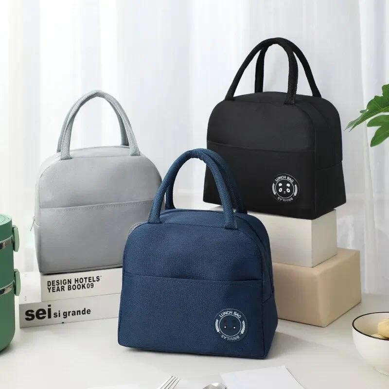 

Children's Lunch Bags Solid Color Thermal Insulation Large Capacity Outdoor Portable Picnic Food Storage Bag Kids Lunch Box Bag