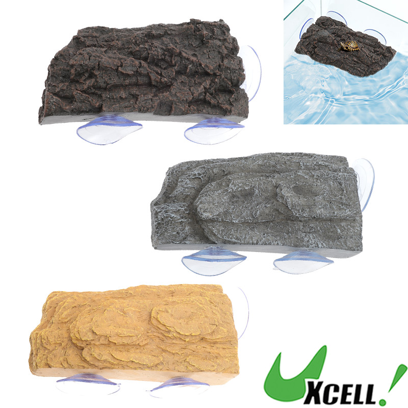 UXCELL Pet Turtle Basking Platform with Suction Cups Resin Floating Turtle Platform Artificial Stone