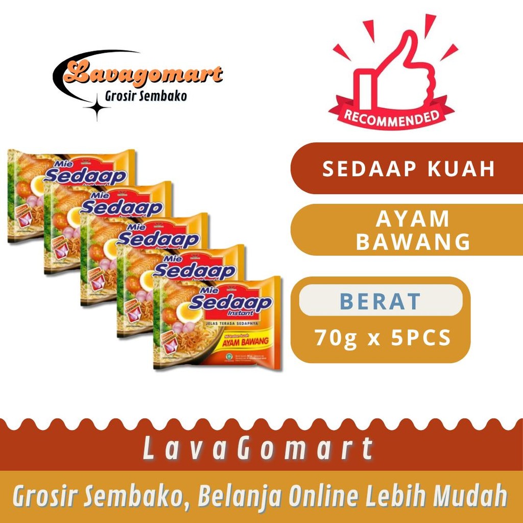 

SEDAAP MIE KUAH AYAM BAWANG 70g - 5PCS - LAVAGOMART - BANDUNG