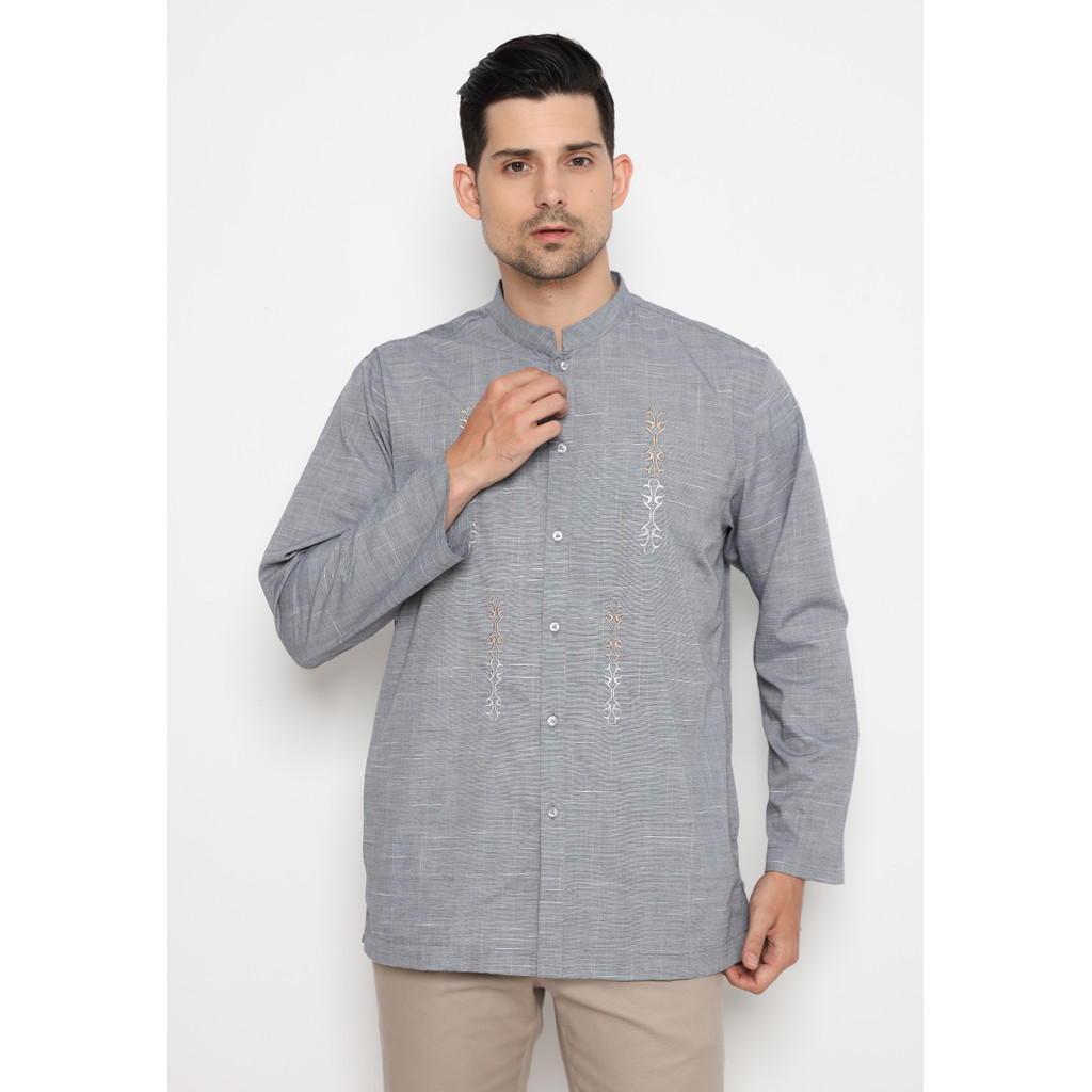 Jobb Ajmal Baju Koko Pria Lengan Panjang Regular Fit Abu-Abu