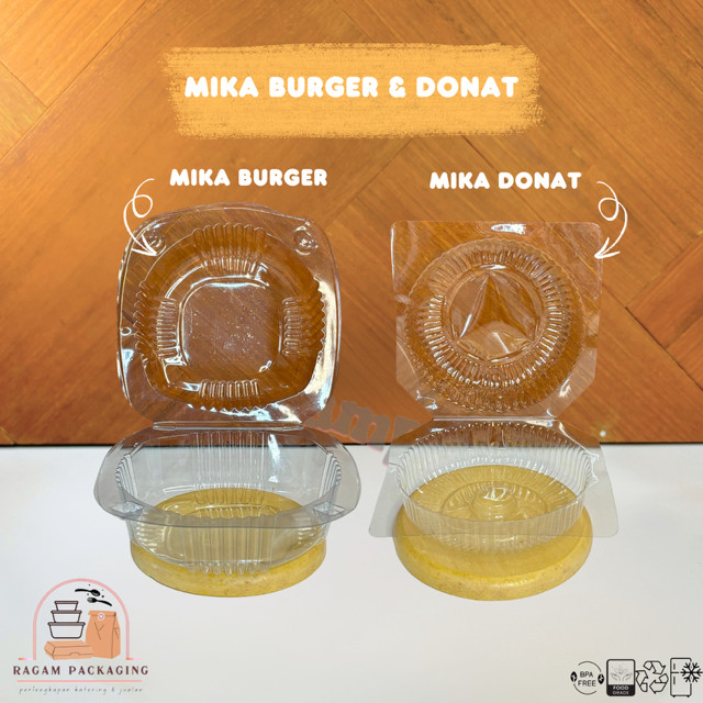 Mika Burger & Mika Donat Isi 1 / Mika Donat Single / Mika Donut / Mika Kue Bulat / Tempat Kue Donat 