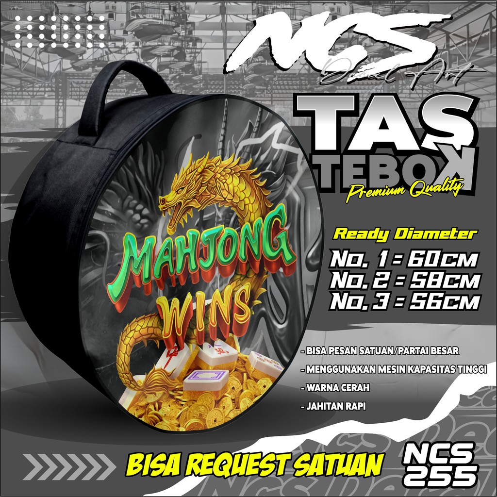 Tas Tebok Murai Motif mahjong Ransel Gendong Jinjing Bawa Tebok Sangkar Murai printing