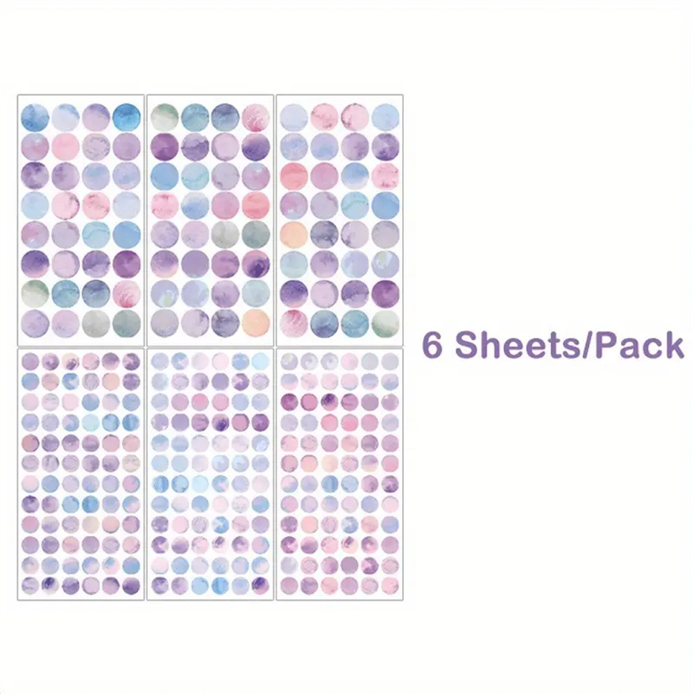 

6 Sheets Retro-Inspired Colorful Round Dot Stickers - Vibrant Multicolored DIY Scrapbook Decorations - Polka Dot Design for Crea