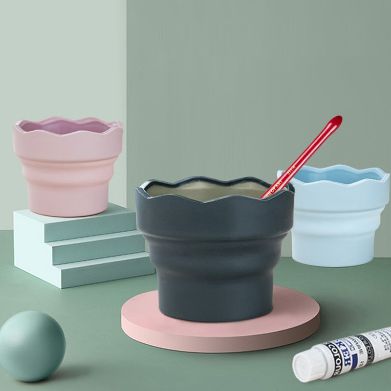 

Watercolor Paint Washing Bucket Scalable Telescopic Art Wash Pen Cup Portable Folding Brush Washer Art Supplies