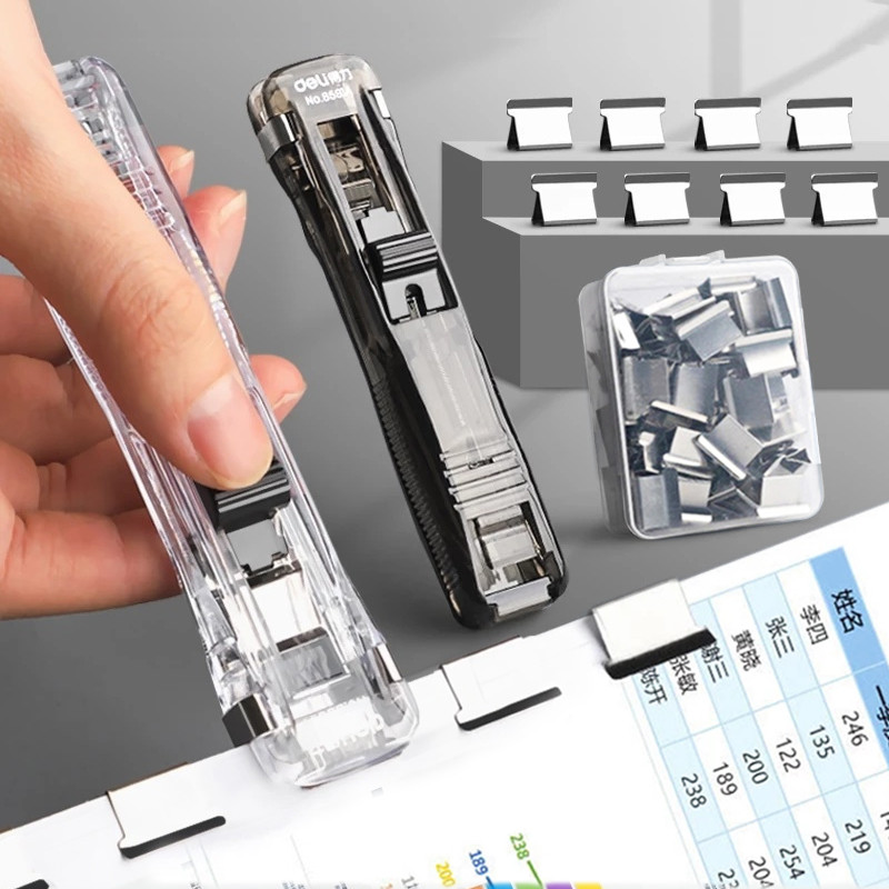 

Metal Clip Push Staple Remover Paper Fixing Organizing Stapler Reusable Push Clamp Not Damage Paper Binding File Paper Clip Push