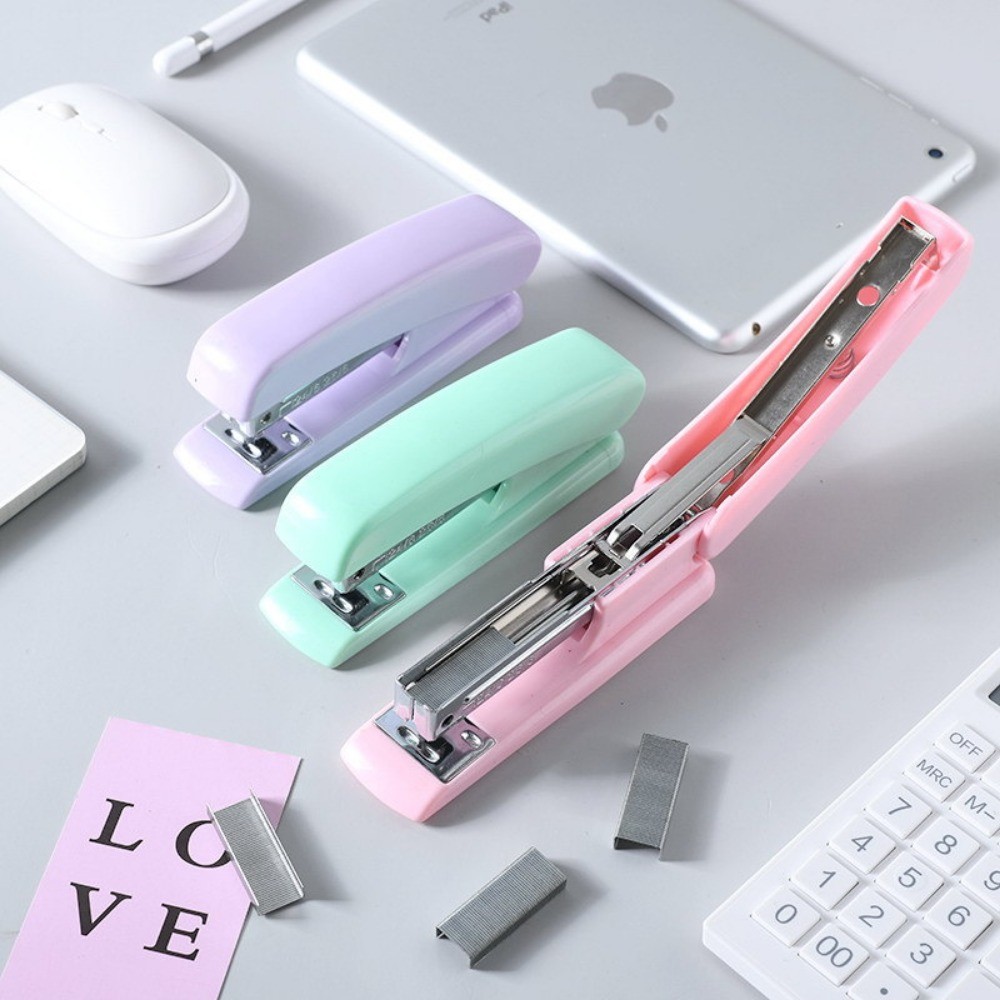 

Fromthenon Multifunctional Macaron Binding Stapler Paper File Metal Stapler Student Office Binding Stationery Supplies