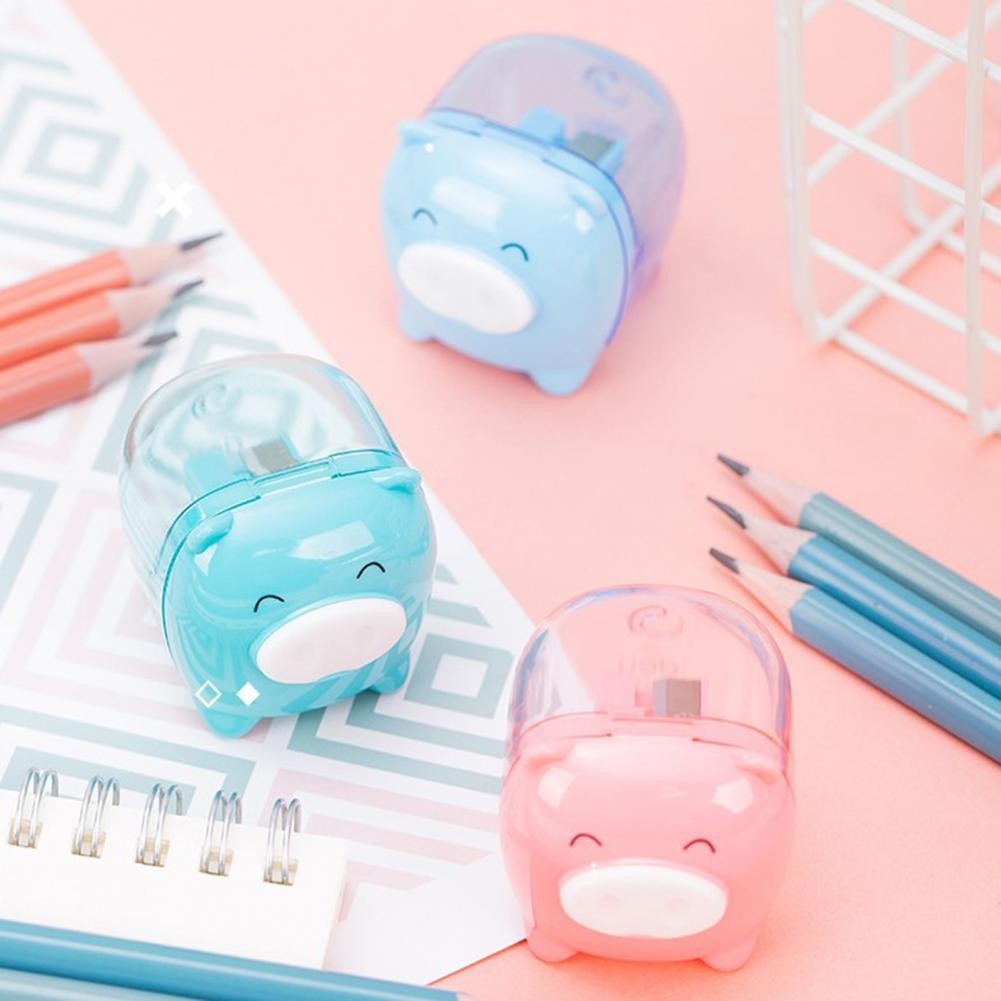 

Manual Pencil Sharpener Pig Shaped Plastic Waste Storage Convenient Pencil Curler for Desktop