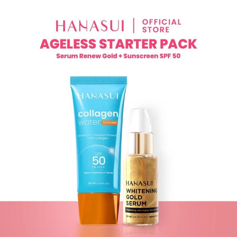 Paket Hanasui Sunscreen SPF 50 dan Serum Gold