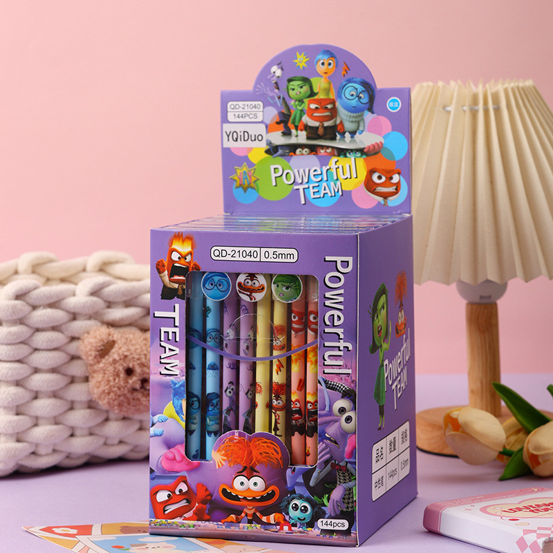 

12/144pcs cartoon Inside Out 2 straight rod erasable neutral pen cap syringe type water pen student writing pen gift