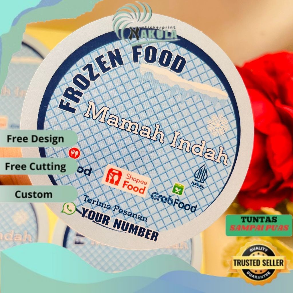 

NKL 5-8 Sticker Label Makanan Beku Free Desain Produk Frozen Food Bulat Chromo Custom Murah