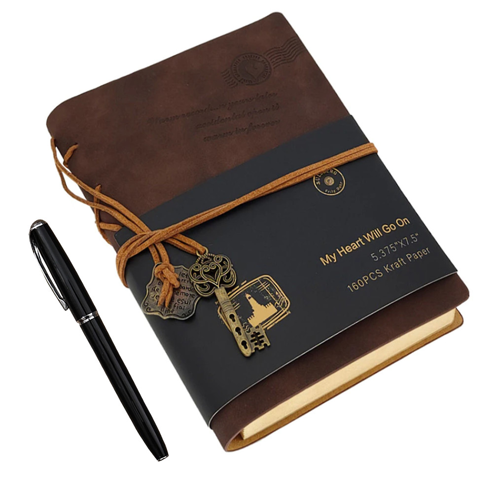 

Vintage Notebook Kit Traveller's Diary Eco Leather Soft Cover Inner Notebooks & Notepads Brown