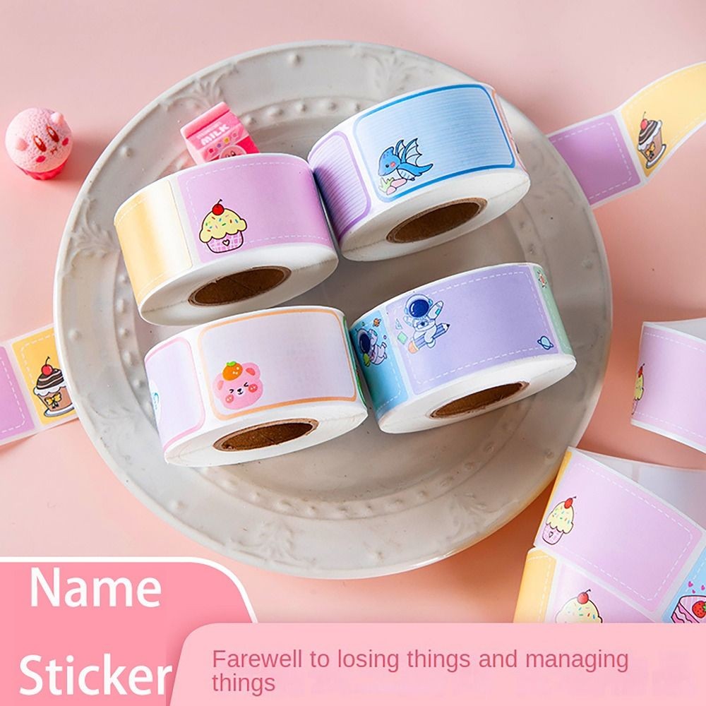 

100/280Pcs/Roll Waterproof Name Sticker Durable Handwritten Self-adhesive Student Stationery Cartoon Style Labels Sticker Gift