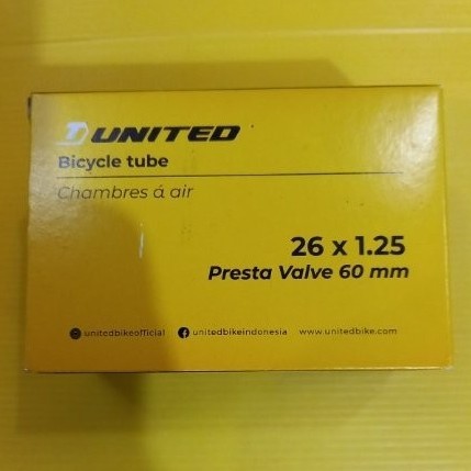 Ban Dalam Sepeda 26 x 1.25 UNITED FV 60mm Box
