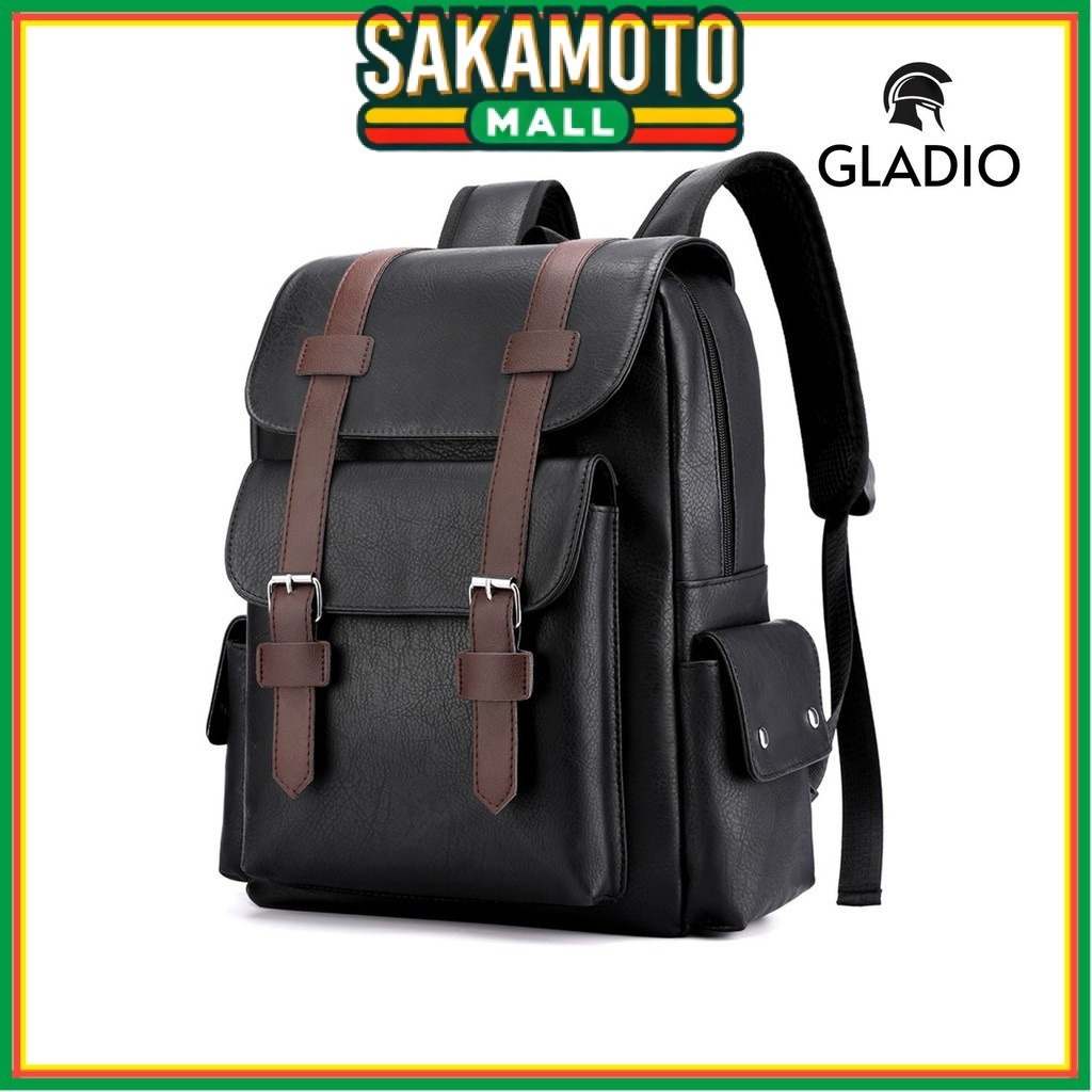 GLADIO Tas Ransel Pria Kenta Kulit Besar Muat Laptop Mewah  Backpack Premium Traveling