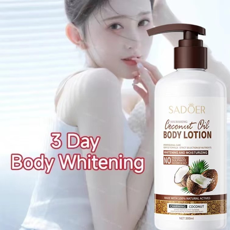 Free Shipping SADOER Coconut Oil Body Lotion Healthy White Body Lotion Coconut Oil Moisturizing Whit