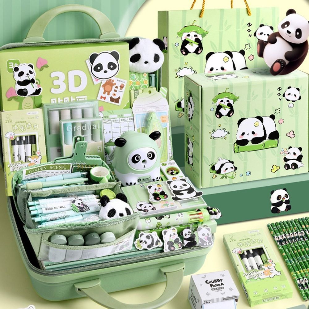 

Kawaii Panda Stationery Set Student Pencil Case Stickers Pencil Stationery Gift Learning Supplies Full Gift Box