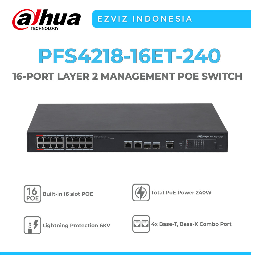 DAHUA PFS4218-16ET-240 16-PORT LAYER 2 MANAGEMENT POE SWITCH