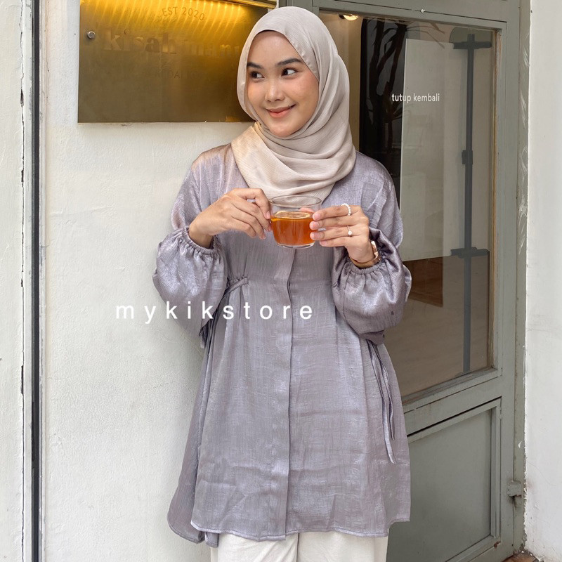 Leena Top Silk Tunic - TUNIK SILK - TUNIK TALI - BAJU LEBARAN - BAJU KONDANGAN MURAH