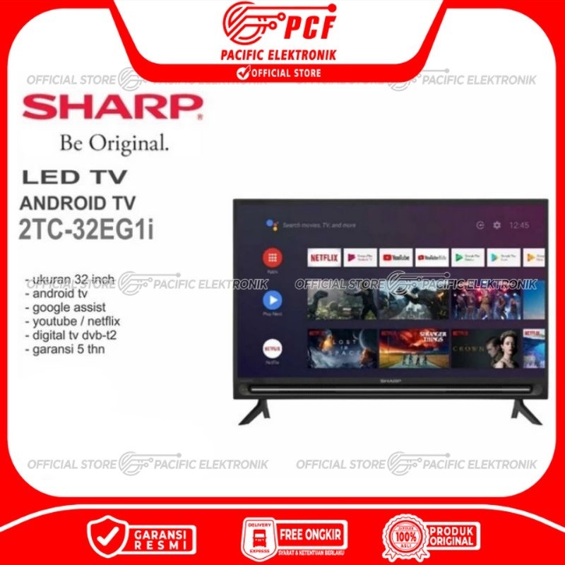 FLASH SALE TV LED Sharp Android GoogleTV 32inch 2T-C32EG1i / 32EG1i / 32EG