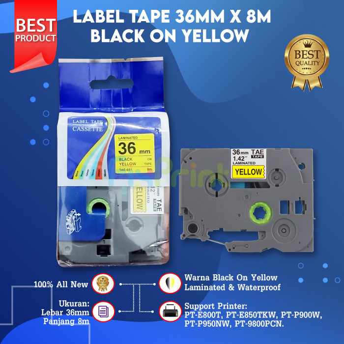

Label Tape Laminated TZE-661 36mm X 8m Black On Yellow