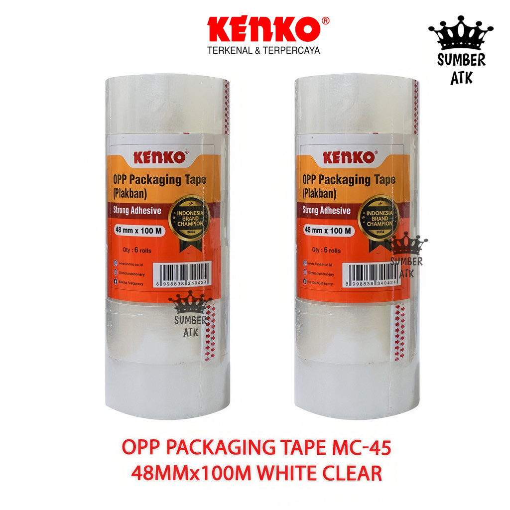 

KENKO OPP TAPE / LAKBAN / PEREKAT 48 MM x 100 M ( 109 Yard ) Selotip - WHITE CLEAR
