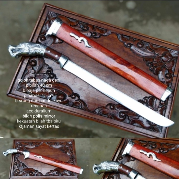 Golok Kerja Berkebun Baja Motif Naga Siap Pakai