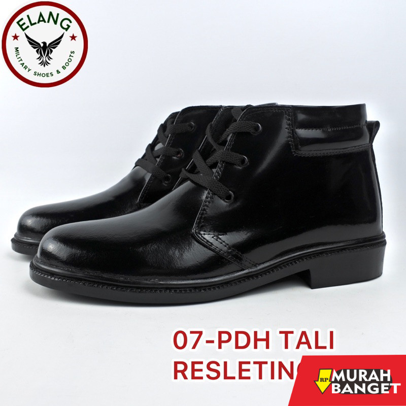 Sepatu pdh- Sepatu PDH TALI RESLETING Kulit kilap Sepatu PDH Dinas POLRI TNI Sepatu TNI murah