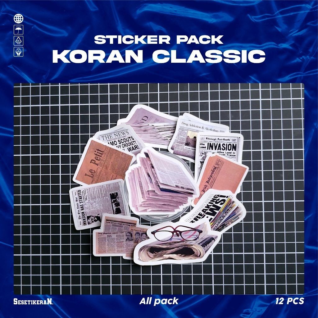 

COD✨ Sesetikeran Stiker Pack Gambar Koran Classic Untuk Koper Laptop Skateboard