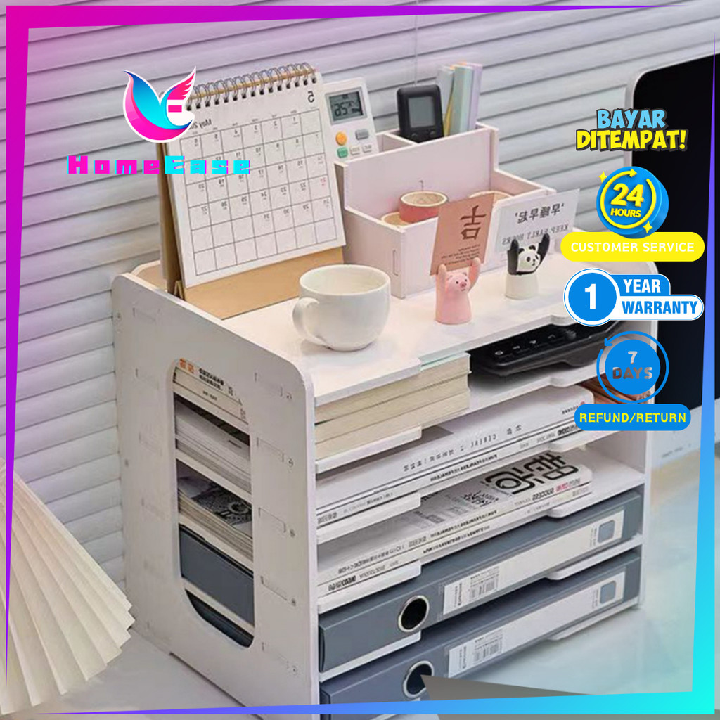 HomeEase - Rak Organizer File Rak Multi-Lapis Variatif Rak Ddokumen Kertas Rak Buku Majalah HVS
