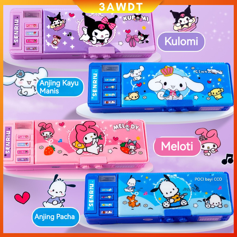 

【COD】Kuromi Sanrio Kunci Kode Kotak Alat Tulis/Kotak Pensil Pola Kartun Rautan Kapasitas/Tempat Pensil Dua Lapis Multifungsi Untuk Anak Lucu/Kuromi Seri Pensil Kasus Troli Kotak Alat Tulis